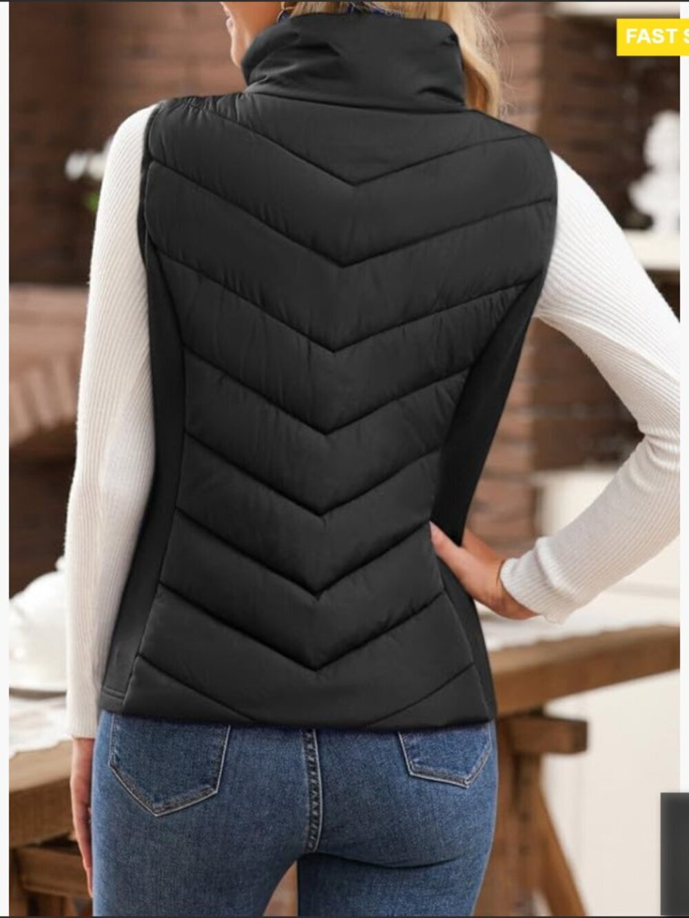 Sleeveless Puffer Vest Quilted Stand Collar Zip Up Winter Outerwear Chic - Picture 2 of 7